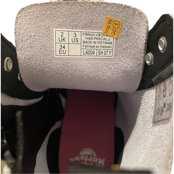 Dr. Martens Kids Black and White Floral Boots with Pink Accents Size US 3 NWOT - Picture 7 of 7